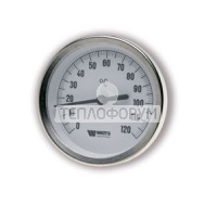 Термометр биметаллический Watts показывающий с погружной гильзой серии F+R801 OR /S 63/80/100 от 0-120° С